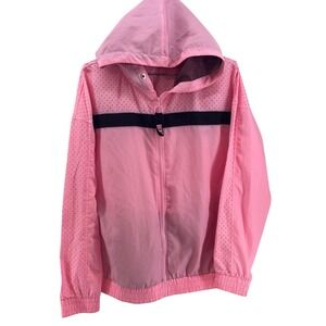 Bebe Sport Pink Perforated Hooded Windbreaker Jacket Size M